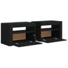 Pack 2 Uds Mesitas De Noche | Mesa Auxiliar | Mesilla Con Luces Led Negro 60x35x40 Cm Cfw41055