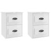 Pack 2 Uds Mesitas De Noche | Mesa Auxiliar | Mesilla De Pared Blanco Brillante 41,5x36x53 Cm Cfw62787