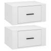 Pack 2 Uds Mesitas De Noche | Mesa Auxiliar | Mesilla De Pared Blanco Brillante 50x36x25 Cm Cfw77510