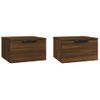 Pack 2 Uds Mesitas De Noche | Mesa Auxiliar | Mesilla De Pared Color Marrón Roble 34x30x20 Cm Cfw99955