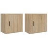 Pack 2 Uds Mesitas De Noche | Mesa Auxiliar | Mesilla De Pared Color Roble Sonoma 50x30x47 Cm Cfw16761