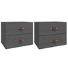 Pack 2 Uds Mesitas De Noche | Mesa Auxiliar | Mesilla De Pared Gris 50x36x40 Cm Cfw40628