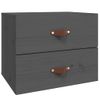 Pack 2 Uds Mesitas De Noche | Mesa Auxiliar | Mesilla De Pared Gris 50x36x40 Cm Cfw40628