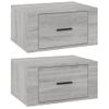 Pack 2 Uds Mesitas De Noche | Mesa Auxiliar | Mesilla De Pared Gris Sonoma 50x36x25 Cm Cfw67760