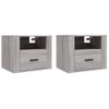 Pack 2 Uds Mesitas De Noche | Mesa Auxiliar | Mesilla De Pared Gris Sonoma 50x36x40 Cm Cfw88471