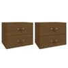 Pack 2 Uds Mesitas De Noche | Mesa Auxiliar | Mesilla De Pared Marrón Miel 50x36x40 Cm Cfw67767