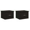 Pack 2 Uds Mesitas De Noche | Mesa Auxiliar | Mesilla De Pared Negra 41,5x36x28 Cm Cfw92661