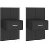 Pack 2 Uds Mesitas De Noche | Mesa Auxiliar | Mesilla De Pared Negras Cfw34710