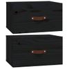 Pack 2 Uds Mesitas De Noche | Mesa Auxiliar | Mesilla De Pared Negro 40x29,5x22 Cm Cfw12433