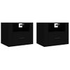 Pack 2 Uds Mesitas De Noche | Mesa Auxiliar | Mesilla De Pared Negro 50x36x40 Cm Cfw77286