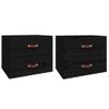 Pack 2 Uds Mesitas De Noche | Mesa Auxiliar | Mesilla De Pared Negro 50x36x40 Cm Cfw80875