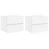 Pack 2 Uds Mesitas De Noche | Mesa Auxiliar | Mesilla De Pared Con Luces Led Blanco Cfw17810