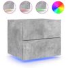 Pack 2 Uds Mesitas De Noche | Mesa Auxiliar | Mesilla De Pared Con Luces Led Gris Hormigón Cfw98190