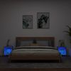 Pack 2 Uds Mesitas De Noche | Mesa Auxiliar | Mesilla De Pared Con Luces Led Gris Sonoma Cfw40076