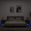 Pack 2 Uds Mesitas De Noche | Mesa Auxiliar | Mesilla De Pared Con Luces Led Negro Cfw31050