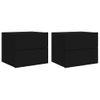 Pack 2 Uds Mesitas De Noche | Mesa Auxiliar | Mesilla De Pared Con Luces Led Negro Cfw31050