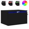 Pack 2 Uds Mesitas De Noche | Mesa Auxiliar | Mesilla De Pared Con Luces Led Negro Cfw65123