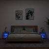 Pack 2 Uds Mesitas De Noche | Mesa Auxiliar | Mesilla De Pared Con Luces Led Negro Cfw85391