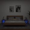 Pack 2 Uds Mesitas De Noche | Mesa Auxiliar | Mesilla De Pared Con Luces Led Roble Ahumado Cfw30187