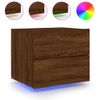 Pack 2 Uds Mesitas De Noche | Mesa Auxiliar | Mesilla De Pared Con Luces Led Roble Marrón Cfw22200