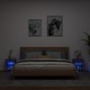 Pack 2 Uds Mesitas De Noche | Mesa Auxiliar | Mesilla De Pared Con Luces Led Roble Marrón Cfw14676