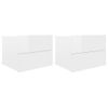 Pack 2 Uds Mesitas Noche | Mesa Auxiliar | Mesilla Contrachapada Blanco Brillo 40x30x30 Cm Cfw57542