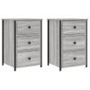 Pack 2 Uds Mesitas Noche | Mesa Auxiliar | Mesilla Madera Ingeniería Gris Sonoma 40x36x60 Cm Cfw24561