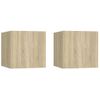 Pack 2 Uds Mesitas Noche | Mesa Auxiliar | Mesilla Madera Ingeniería Roble Sonoma 30,5x30x30cm Cfw75037