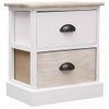 Pack 2 Uds Mesitas Noche | Mesa Auxiliar | Mesilla Madera Paulownia Blanco Natural 38x28x45cm Cfw40618