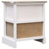 Pack 2 Uds Mesitas Noche | Mesa Auxiliar | Mesilla Madera Paulownia Blanco Natural 38x28x45cm Cfw40618