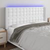 Cabecero Cama | Panel De Cabecera Con Led Cuero Sintético Blanco 203x16x118/128 Cm Cfw213604