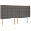 Cabecero Cama | Panel De Cabecera Con Led Cuero Sintético Gris 183x16x118/128 Cm Cfw703705