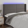 Cabecero Cama | Panel De Cabecera Con Led Cuero Sintético Gris 203x16x118/128 Cm Cfw829253