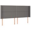 Cabecero Cama | Panel De Cabecera Con Led Cuero Sintético Gris 203x16x118/128 Cm Cfw829253