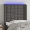 Cabecero Cama | Panel De Cabecera Con Led Cuero Sintético Gris 93x16x118/128cm Cfw798937