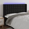 Cabecero Cama | Panel De Cabecera Con Led Cuero Sintético Negro 203x16x118/128 Cm Cfw269146