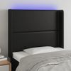 Cabecero Cama | Panel De Cabecera Con Led Cuero Sintético Negro 83x16x118/128 Cm Cfw679120