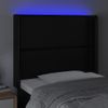 Cabecero Cama | Panel De Cabecera Con Led Cuero Sintético Negro 93x16x118/128 Cm Cfw425936