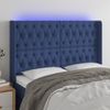 Cabecero Cama | Panel De Cabecera Con Led De Tela Azul 163x16x118/128 Cm Cfw714595