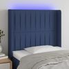 Cabecero Cama | Panel De Cabecera Con Led De Tela Azul 83x16x118/128 Cm Cfw304795