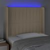 Cabecero Cama | Panel De Cabecera Con Led De Tela Color Crema 103x16x118/128 Cm Cfw547210