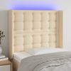 Cabecero Cama | Panel De Cabecera Con Led De Tela Color Crema 83x16x118/128 Cm Cfw293090