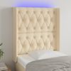 Cabecero Cama | Panel De Cabecera Con Led De Tela Color Crema 83x16x118/128 Cm Cfw995905