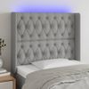 Cabecero Cama | Panel De Cabecera Con Led De Tela Gris Claro 103x16x118/128 Cm Cfw298258