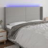 Cabecero Cama | Panel De Cabecera Con Led De Tela Gris Claro 163x16x118/128 Cm Cfw940220