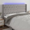 Cabecero Cama | Panel De Cabecera Con Led De Tela Gris Claro 203x16x118/128 Cm Cfw714397