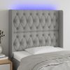 Cabecero Cama | Panel De Cabecera Con Led De Tela Gris Claro 93x16x118/128 Cm Cfw567019