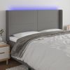 Cabecero Cama | Panel De Cabecera Con Led De Tela Gris Oscuro 183x16x118/128 Cm Cfw404117