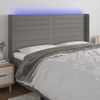 Cabecero Cama | Panel De Cabecera Con Led De Tela Gris Oscuro 183x16x118/128 Cm Cfw663280