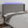 Cabecero Cama | Panel De Cabecera Con Led De Tela Gris Oscuro 203x16x118/128 Cm Cfw638515